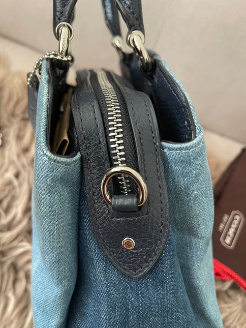 Authentic Preloved Coach Mini Lillie Carryall (Denim Multi)