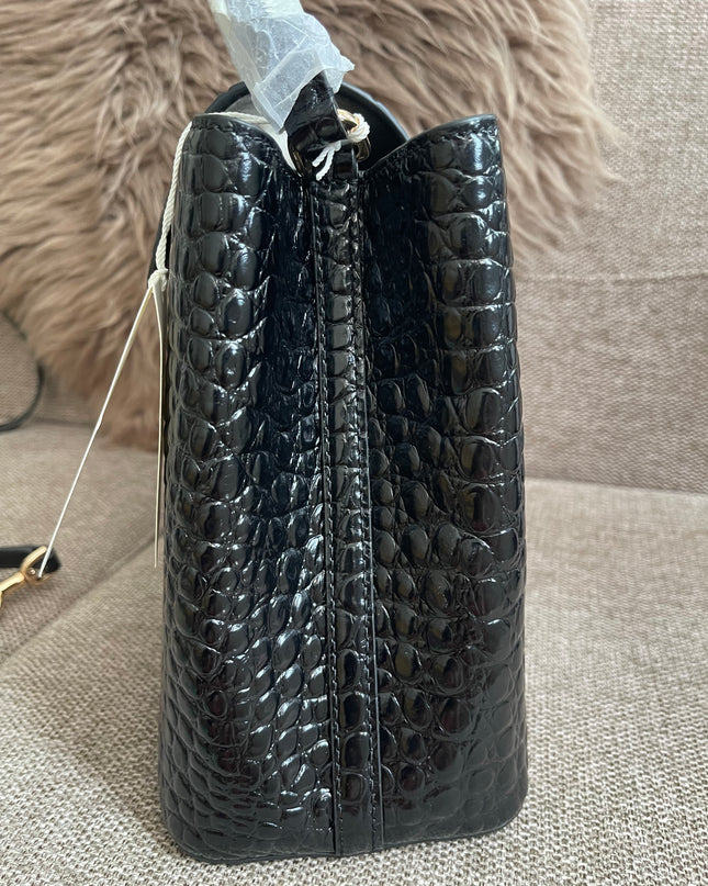 Preloved Authentic Tory Burch Britten Embossed Satchel in Black