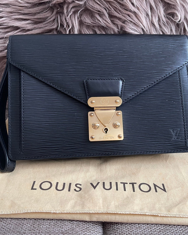 Preloved Authentic Louis Vuitton Epi Leather Sellier Dragonne Clutch – Black (Noir)