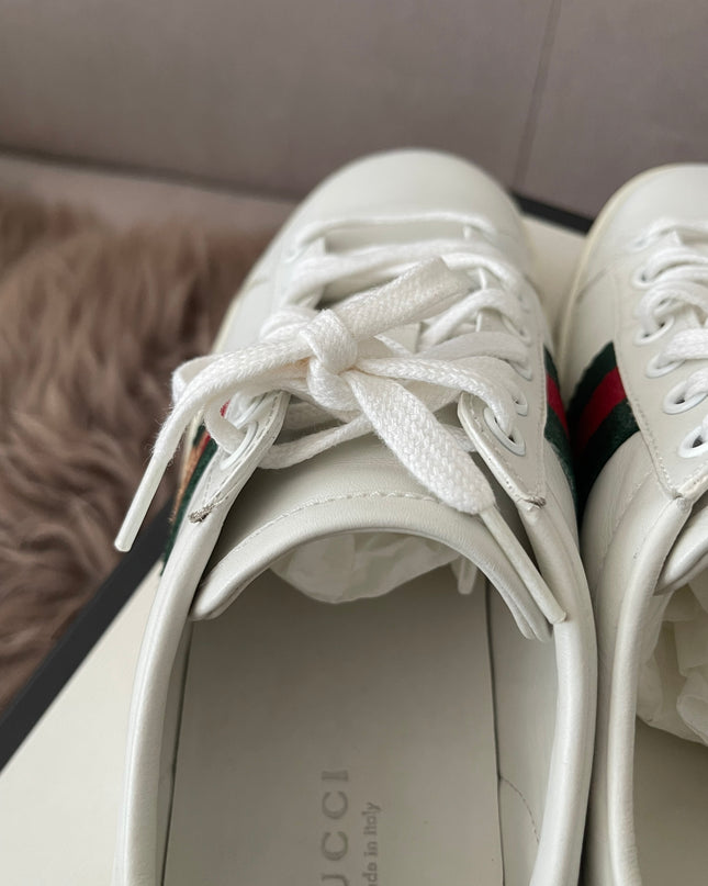 Preloved Authentic Ace Embroidered Low Top Sneakers in Leather SZ35