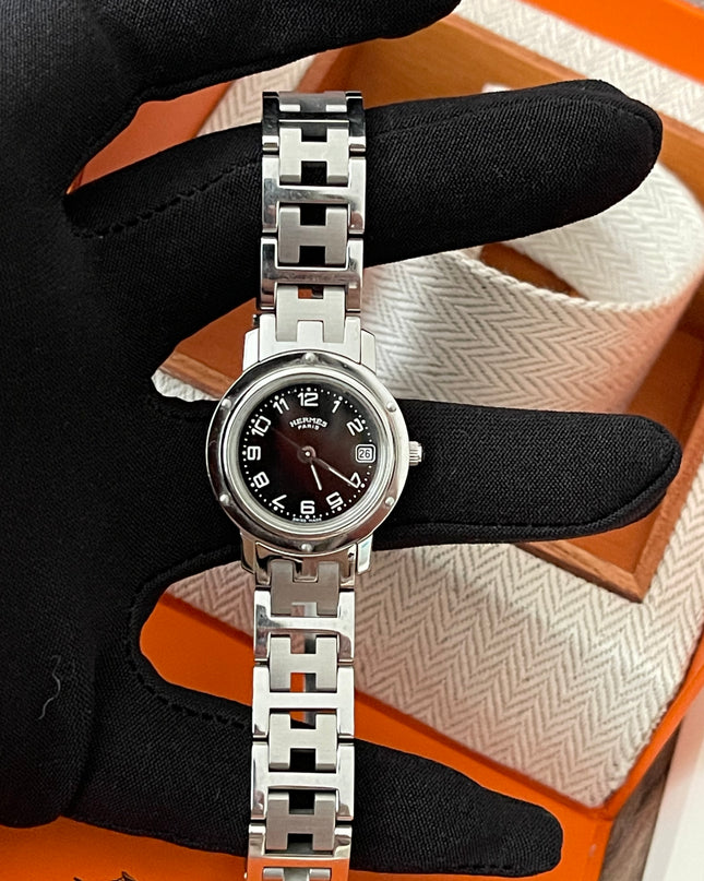 Preloved Authentic Hermes Stainless Steel Clipper 24mm Watch