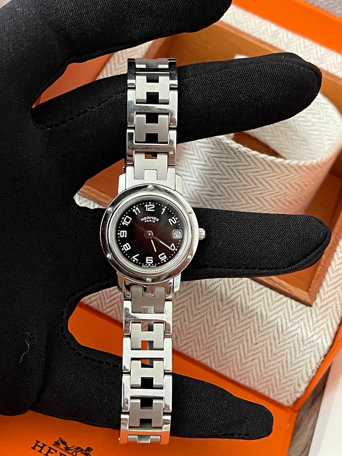 Preloved Authentic Hermes Stainless Steel Clipper 24mm Watch