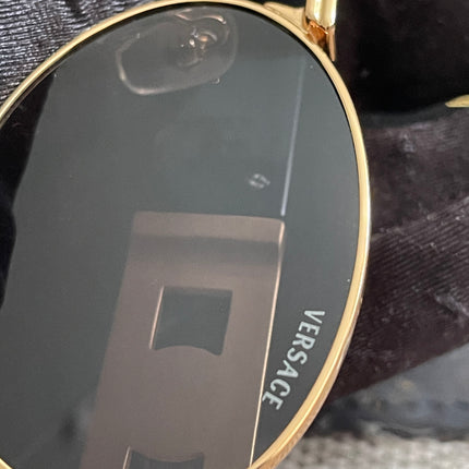 Preloved Authentic Versace Biggie Oval Sunglasses – Black & Gold Medusa, VE2176