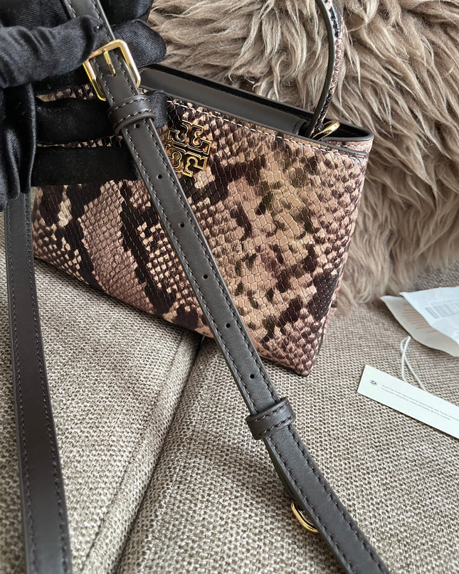 Preloved Authentic Tory Burch Mini Satchel Shell in Snake-Embossed Leather