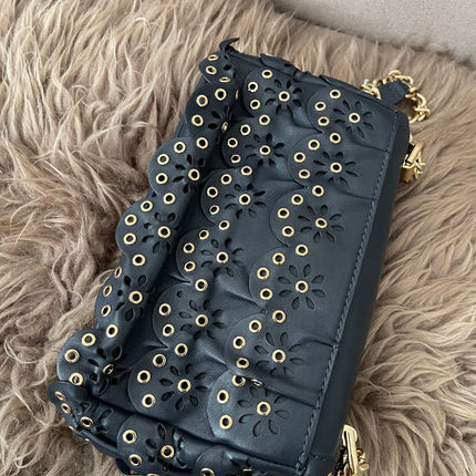 Preloved Authentic Michael Kors Black Leather Small Sloan Studded Chain Shoulder Bag