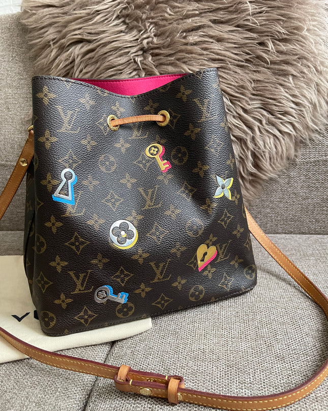Preloved Authentic Louis Vuitton NéoNoé BB — Monogram Love Lock (Limited Edition)