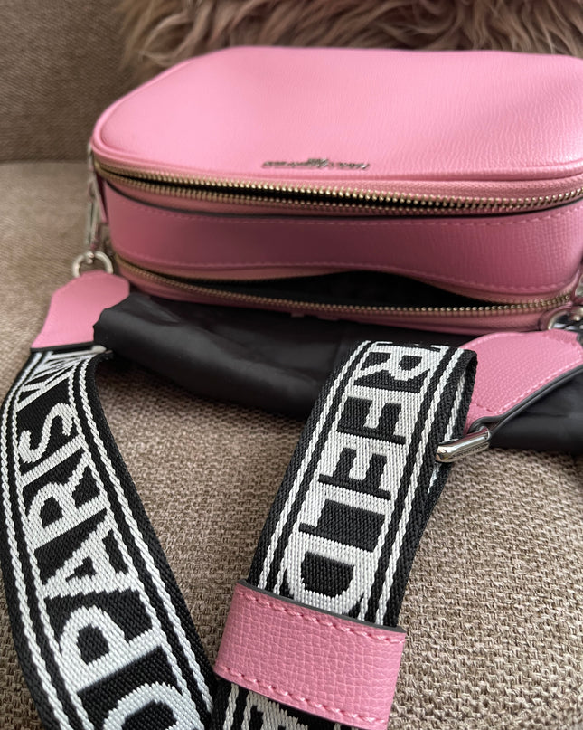 Peloved Authentic Karl Lagerfeld Paris Camera Bag – Pink Pebbled Leather, Logo Strap (Brand New)