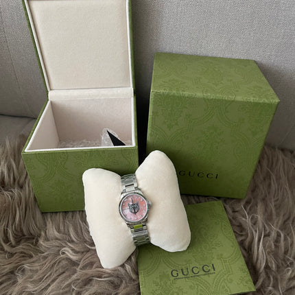 Preloved Authentic Gucci G-Timeless Mystic Cat (Feline Head) – Pink Mother-of-Pearl Dial