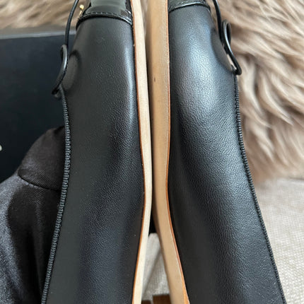 Preloved Authentic Chanel Ballet Flats — Black Lambskin & Patent Cap Toe (Size 35½)