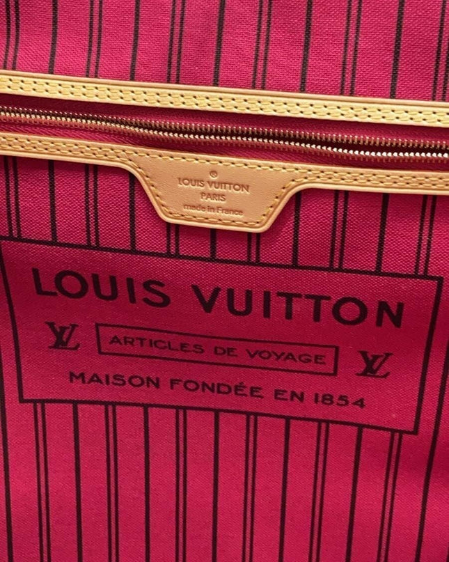 Preloved Authentic LOUIS VUITTON 2) Neverfull GM Monogram Canvas, Fuchsia, PVC, Brown, All-Over Print, M40991