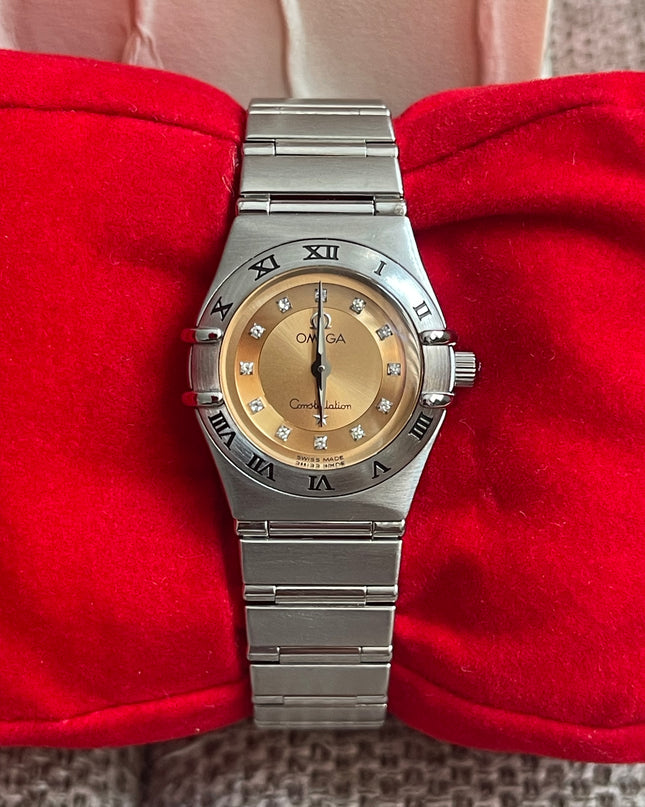 Preloved Authentic Omega Constellation Mini Cindy Crawford Orange Dial Ladies Watch