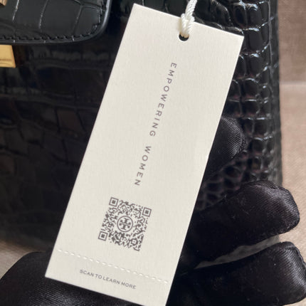 Preloved Authentic Tory Burch Britten Embossed Satchel in Black