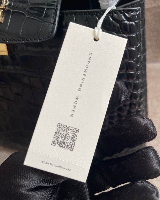 Preloved Authentic Tory Burch Britten Embossed Satchel in Black