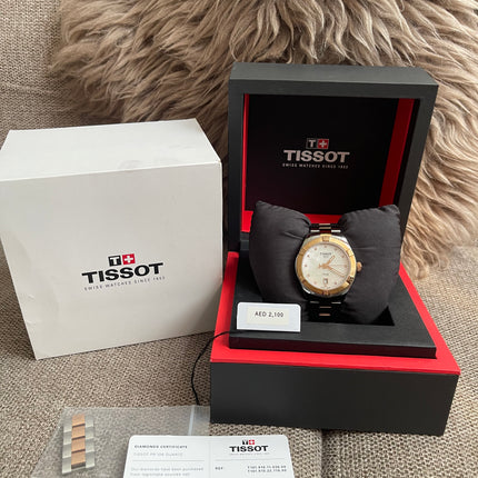 Preloved Authentic Tissot PR 100 Ladies Watch - Two-Tone, Pearlescent Dial and Diamond Markers