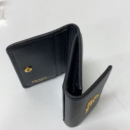 Preloved Authentic PRADA Coin Case/Card Case/PORTAF PICCOLO PATT/Grained Cowhide Leather/Black/1MH350