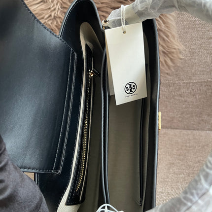 Preloved Authentic Tory Burch Britten Embossed Satchel in Black