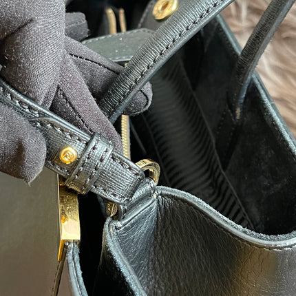 Preloved Fendi 2 Jours Bag Medium in Black w/initial