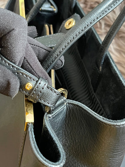Preloved Fendi 2 Jours Bag Medium in Black w/initial