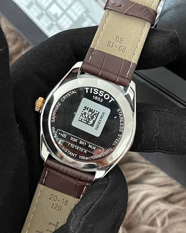 Preloved Authentic Tissot  T-Classic PR 100 White Dial Brown Leather Strap Watch for Men