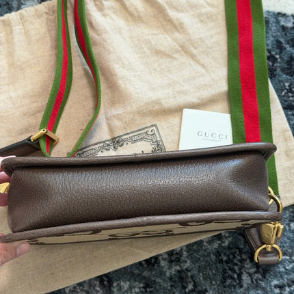 Preloved Authentic Gucci Monogram Jumbo GG Textured Dollar Calfskin Web Mini Crossbody Bag