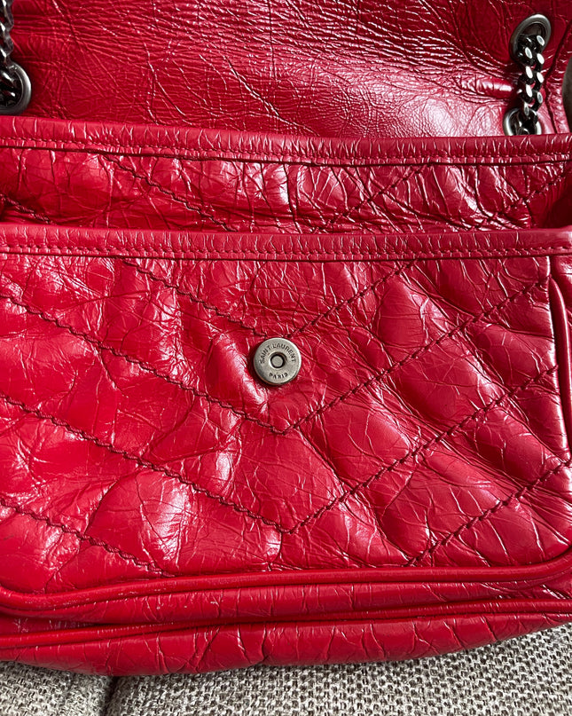 Preloved Authentic Saint Laurent Niki Baby Shoulder Bag — Red