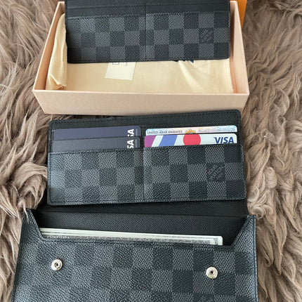 Preloved Authentic Rank A- Louis Vuitton Damier Graphite long wallet with removable insert
