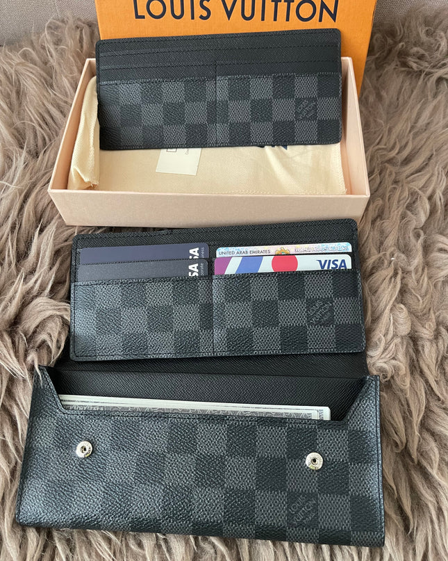 Preloved Authentic Rank A- Louis Vuitton Damier Graphite long wallet with removable insert
