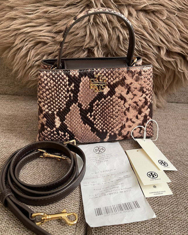 Preloved Authentic Tory Burch Mini Satchel Shell in Snake-Embossed Leather