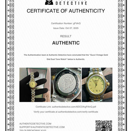 Preloved Authentic Gucci (Vintage) Gold Dial Tone Watch