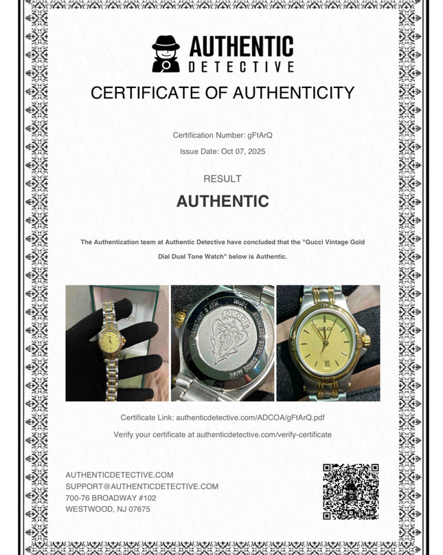 Preloved Authentic Gucci (Vintage) Gold Dial Tone Watch