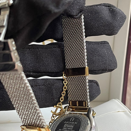 Preloved Authentic Aigner Pavia Ladies Watch - Two-Tone Stainless Steel, Mesh Bracelet
