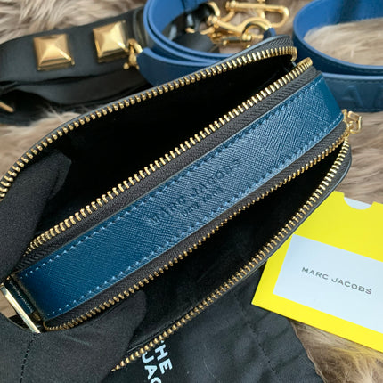 Marc Jacobs | Snapshot Studs Camera Bag In Multicolor Petrol Blue Polyurethane Coated Calfskin