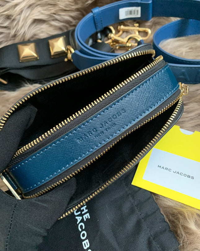 Marc Jacobs | Snapshot Studs Camera Bag In Multicolor Petrol Blue Polyurethane Coated Calfskin