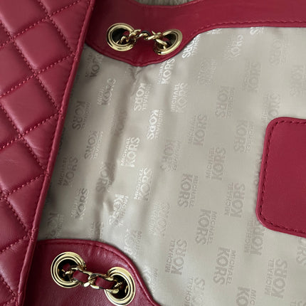 Preloved Authentic Michael Kors Red Vivianne Quilted Leather Shoulder Flap Bag