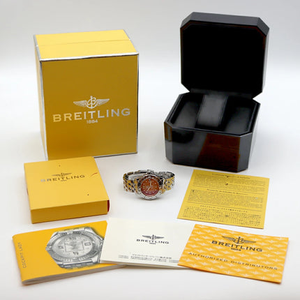 Preloved Authentic Rank A+ BREITLING Cockpit Lady A71356. Diamonds, 8 diamonds, date display, 100m water resistance, brown stainless steel, quartz movement