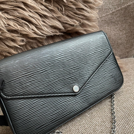 Preloved Authentic Louis Vuitton Félicie Pochette in Black Epi Leather