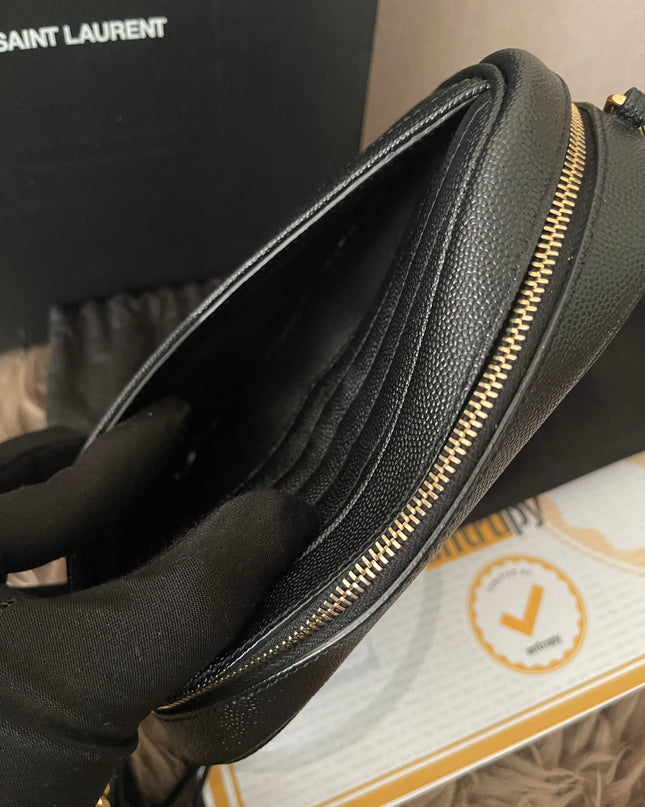 Preloved Authentic Saint Laurent Mini Lou Camera Bag in black quilted leather with gold-tone hardware