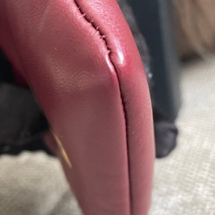 Preloved Authentic Saint Laurent Monogram Zipped Card Case — Burgundy