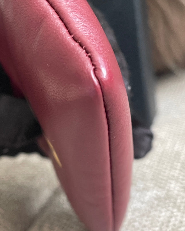 Preloved Authentic Saint Laurent Monogram Zipped Card Case — Burgundy