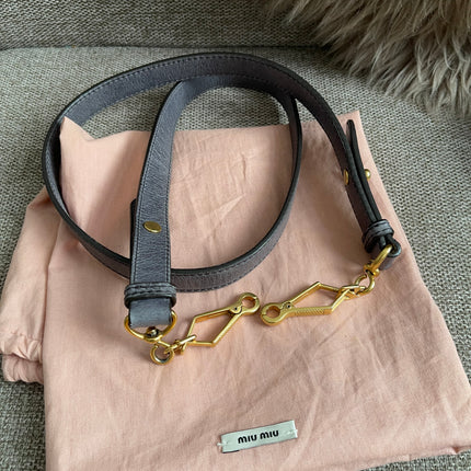 Preloved Authentic Miu Miu Coffer Bag – Slate Blue Distressed Leather