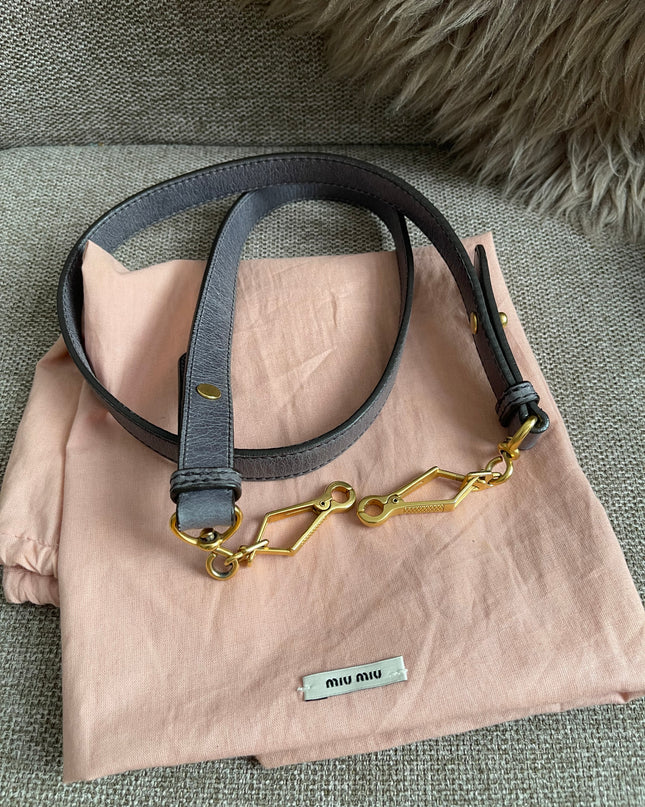 Preloved Authentic Miu Miu Coffer Bag – Slate Blue Distressed Leather
