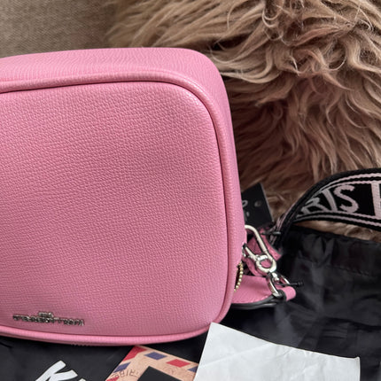 Peloved Authentic Karl Lagerfeld Paris Camera Bag – Pink Pebbled Leather, Logo Strap (Brand New)