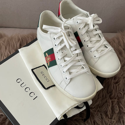 Preloved Authentic Ace Embroidered Low Top Sneakers in Leather SZ35