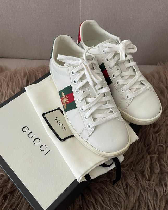 Preloved Authentic Ace Embroidered Low Top Sneakers in Leather SZ35