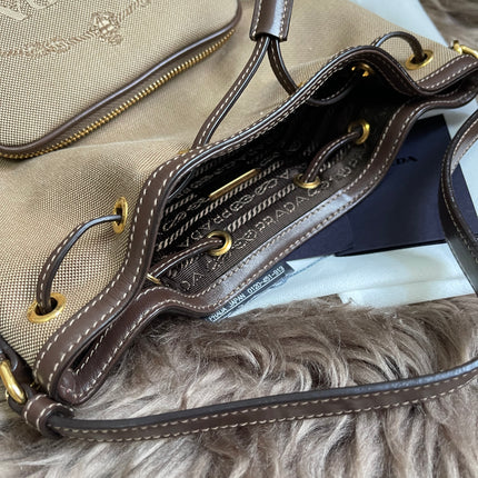 Preloved Prada  2021 Logo Jacquard Bucket Bag
