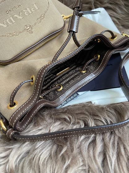 Preloved Prada  2021 Logo Jacquard Bucket Bag