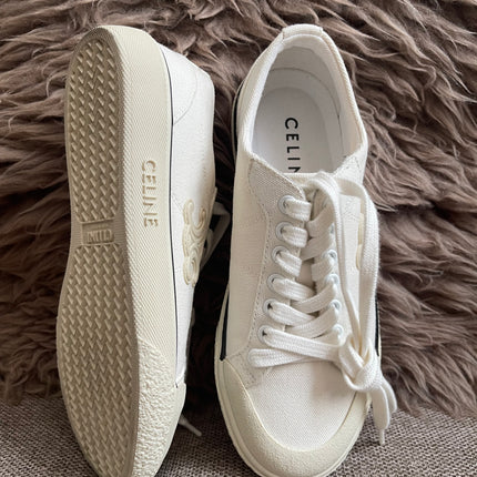 Preloved Authentic Celine Alan Sneaker with Triomphe in Canvas Off-White