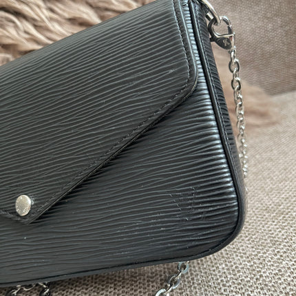 Preloved Authentic Louis Vuitton Félicie Pochette in Black Epi Leather