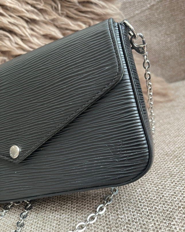 Preloved Authentic Louis Vuitton Félicie Pochette in Black Epi Leather