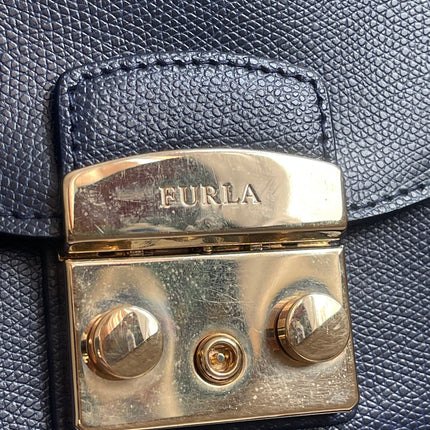 Preloved Authentic Furla Metropolis Small Shoulder Bag Navy Blue